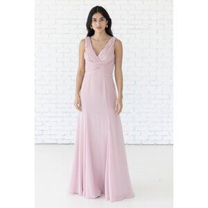 Long Pink Chiffon Bridesmaid Dress. Rose. Size M